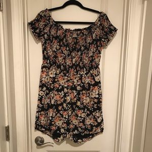 NWT GS Love Black Floral Off the Shoulder Romper